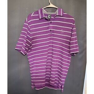 FootJoy Athletic Fit Golf Polo Shirt Mens Purple White Striped Arnold Palmer L
